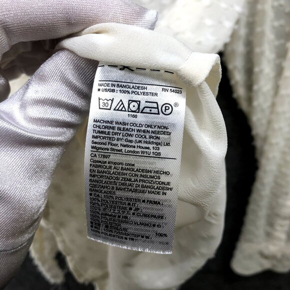 Banana Republic Long Sleev Blouse Womens M Ivory Tie Neck Chiffon Swiss Dot - Picture 6 of 8